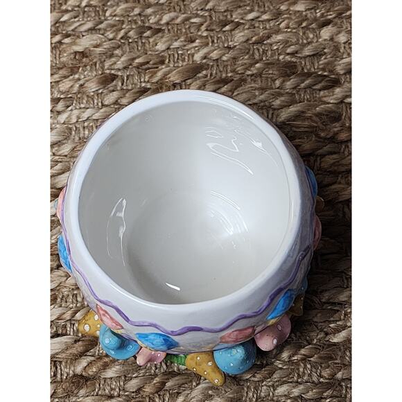 Long Rich Easter Egg Jar With Spring Mushrooms At Base 8.5" X 5" Holiday Decor - Picture 6 of 10